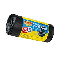 Мешки для мусора 240 л, черные, в рулоне 10 шт., ПНД 40 мкм, 1250х1000 мм, Крепак, 4607075710153 в Павлодаре