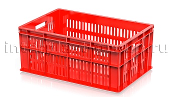 Ящик для молока, мяса, овощей и фруктов большая перфорация дно сплошное красный в Павлодаре Ящик для молока, мяса, овощей и фруктов большая перфорация дно сплошное красный в Павлодаре