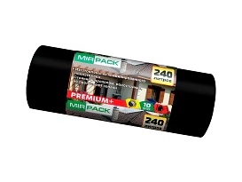 Мешки для мусора 240 л, ароматизированные, черные, в рулоне 10 шт., ПВД 45 мкм, 1300х930 мм, PREMIUM+, 24010830 в Павлодаре