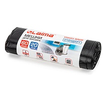 Мешки для мусора 60 л, черные, в рулоне 20 шт., ПНД, 10 мкм, 700х600 мм, LAIMA, 601381 в Павлодаре