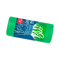 Мешки для мусора 30 л, биоразлагаемые, зеленые, в рулоне 30 шт., ПНД, 7 мкм, 560х480 мм, БИО, МБ2110 (МНБ 30-30ж) в Павлодаре