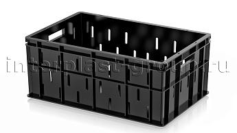 Ящик для молока, мяса, овощей и фруктов малая перфорация дно сплошное черный в Павлодаре