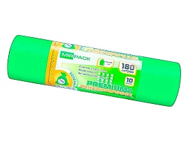 Мешки для мусора 180 л, ароматизированные, зеленые, в рулоне 10 шт., ПВД, 35 мкм, 1100х930 мм, PREMIUM+, 180105301 в Павлодаре