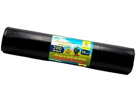 Мешки для мусора 200 л, ароматизированные, черные, в рулоне 10 шт., ПВД, 100 мкм, 1200х800 мм, Добрыня, Dob20010black в Павлодаре