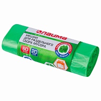 Мешки для мусора 60 л, зеленые, в рулоне 20 шт., ПНД, 10 мкм, 680х580 мм, LAIMA, 606704 в Павлодаре