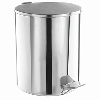 Ведро для мусора с педалью, усиленное, ТИТАН, 7 л, кольцо под мешок, нержавеющая сталь, хром в Павлодаре