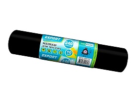 Мешки для мусора 240 л, черные, в рулоне 10 шт., ПВД 80 мкм, 1300х930 мм, EXPORT, exp 24010167 в Павлодаре