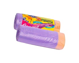 Мешки для мусора 35 л, ароматизированные, Лаванда, сиреневые, в рулоне 10 шт., ПНД, 12 мкм, 560х530 мм, GRIFON Aroma, 101-080 La в Павлодаре