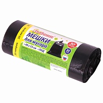Мешки для мусора 30 л, черные, в рулоне 30 шт., ПНД, 7 мкм, 550х480 мм, Любаша, 608089 в Павлодаре