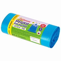 Мешки для мусора 35 л, синие, в рулоне 30 шт., ПНД, 10 мкм, 600х500 мм, Любаша, 608091 в Павлодаре