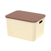 Ящик пластиковый вкладываемый бежевый с коричневой крышкой 410х305х245 мм в Павлодаре
