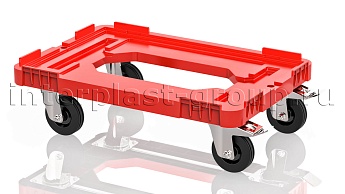 Тележка пластиковая с отверстием 2 колеса с тормозом усиленная красная в Павлодаре Тележка пластиковая с отверстием 2 колеса с тормозом усиленная красная в Павлодаре