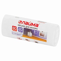 Мешки для мусора 60 л, белые, в рулоне 20 шт., ПНД, 7 мкм, 680х580 мм, LAIMA, 605539 в Павлодаре