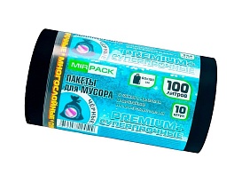 Мешки для мусора 100 л, черные, в рулоне 10 шт., ПВД, 70 мкм, 1000х600 мм, PREMIUM+, 1001076 в Павлодаре