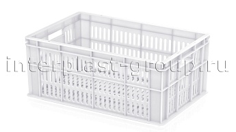 Ящик для молока, мяса, овощей и фруктов большая перфорация дно сплошное белый в Павлодаре